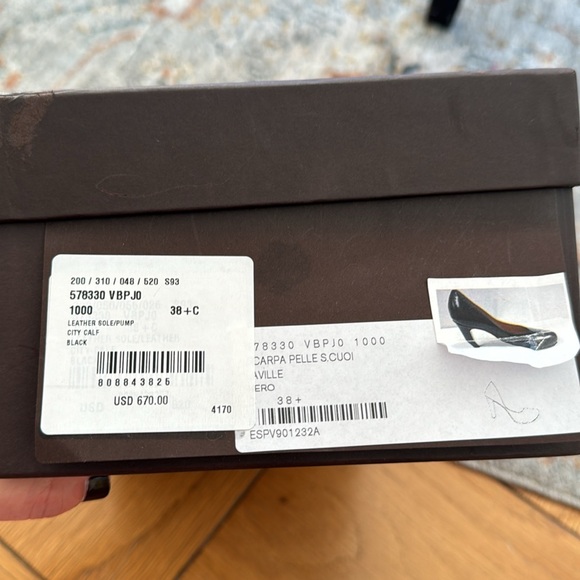 BOTTEGA VENETA BLOC SQUARE-TOE LEATHER PUMPS size 8.5